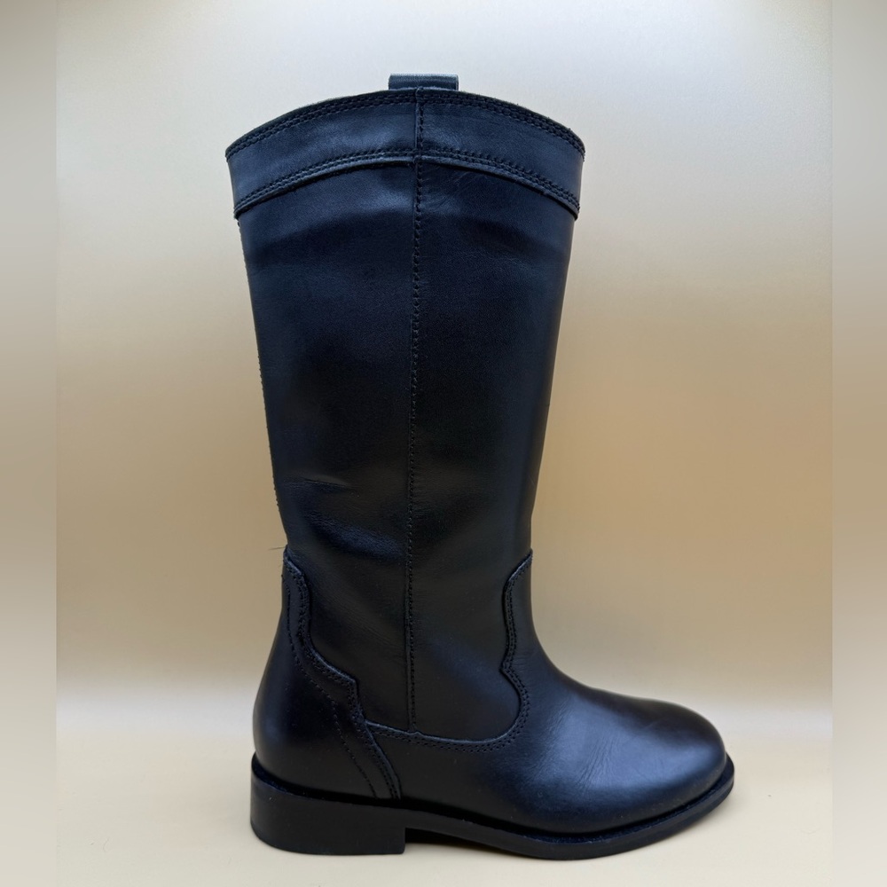 ZARA Kids Black Riding Boots Size 32 | Faux Leather Knee-High Zip Boots